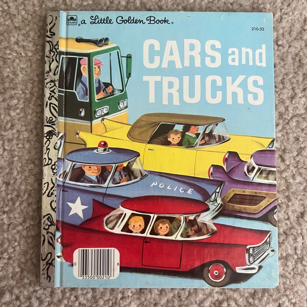 2/$10 SALE.Vintage Little Golden Book – Cars and Trucks by Richard Scarry (1973)